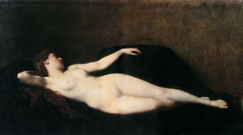 Jean-Jacques Henner Woman on a black divan, oil painting picture